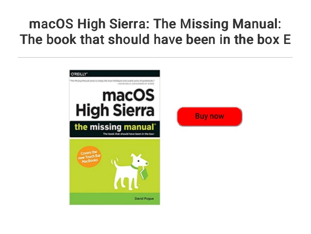 Mac Os High Sierra Missing Manual